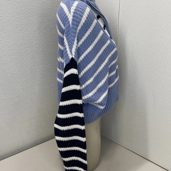 Staud Women’s Hampton Cropped Striped Sweater Top Blue Size XS — Modern Nautical - Picture 7 of 7